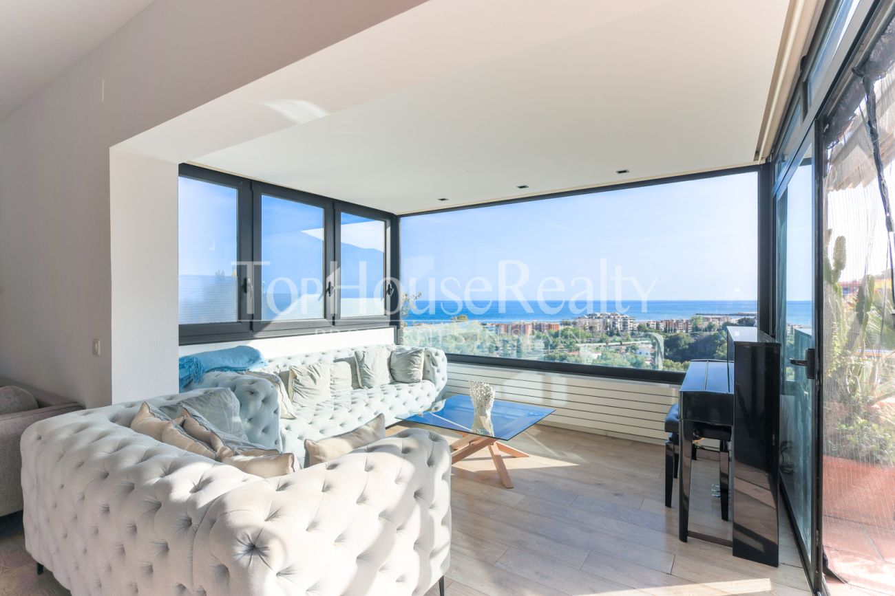 Sea view house in Castelldefels — cozy design with terraces and pool