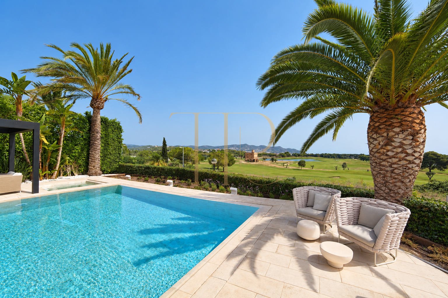 Golf-facing villa with pool in Can Girona, Sitges
